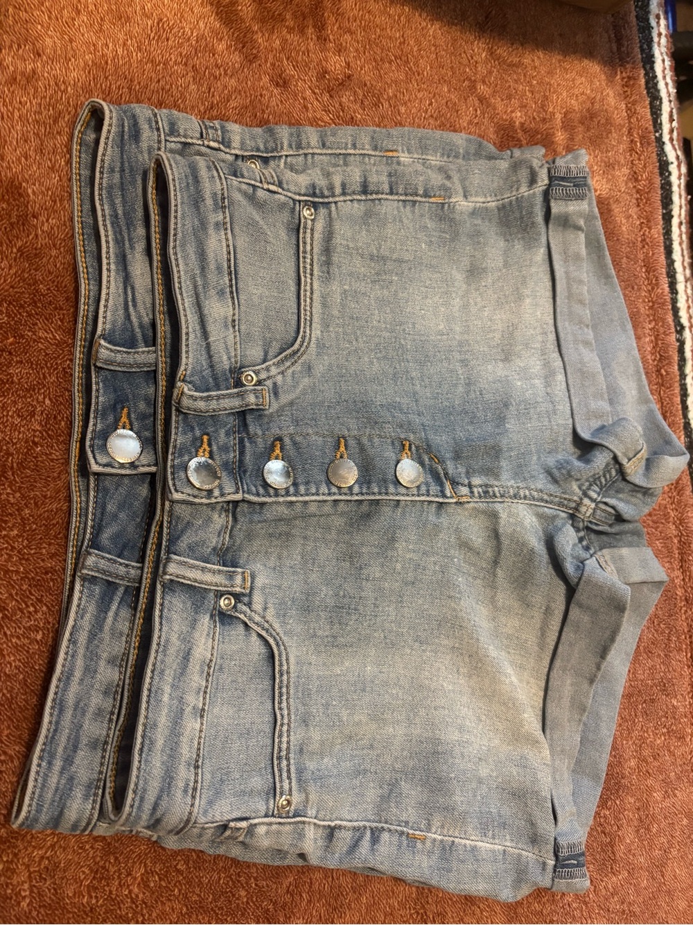 2 Pair Divided Light Blue High-Rise Button-Front Denim Shorts